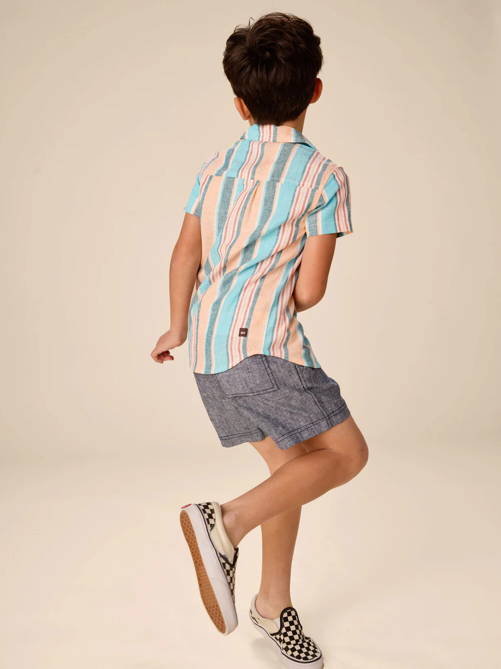 Stripe Button Up Woven Shirt - Cyan by Tea Collection - FINAL SALE - Image 6