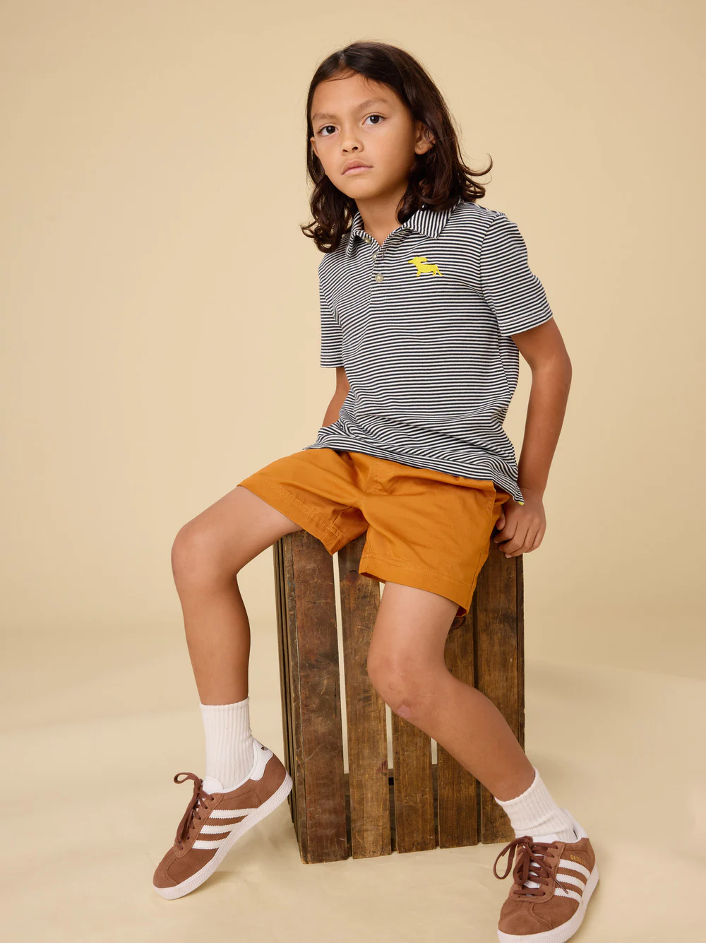 Striped Embroidered Polo - Jet Black by Tea Collection - Image 3