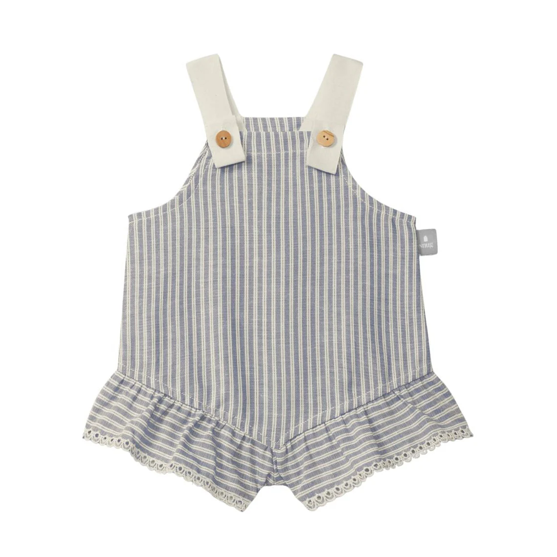 Striped Romper with English Embroidery - Indigo by Snug