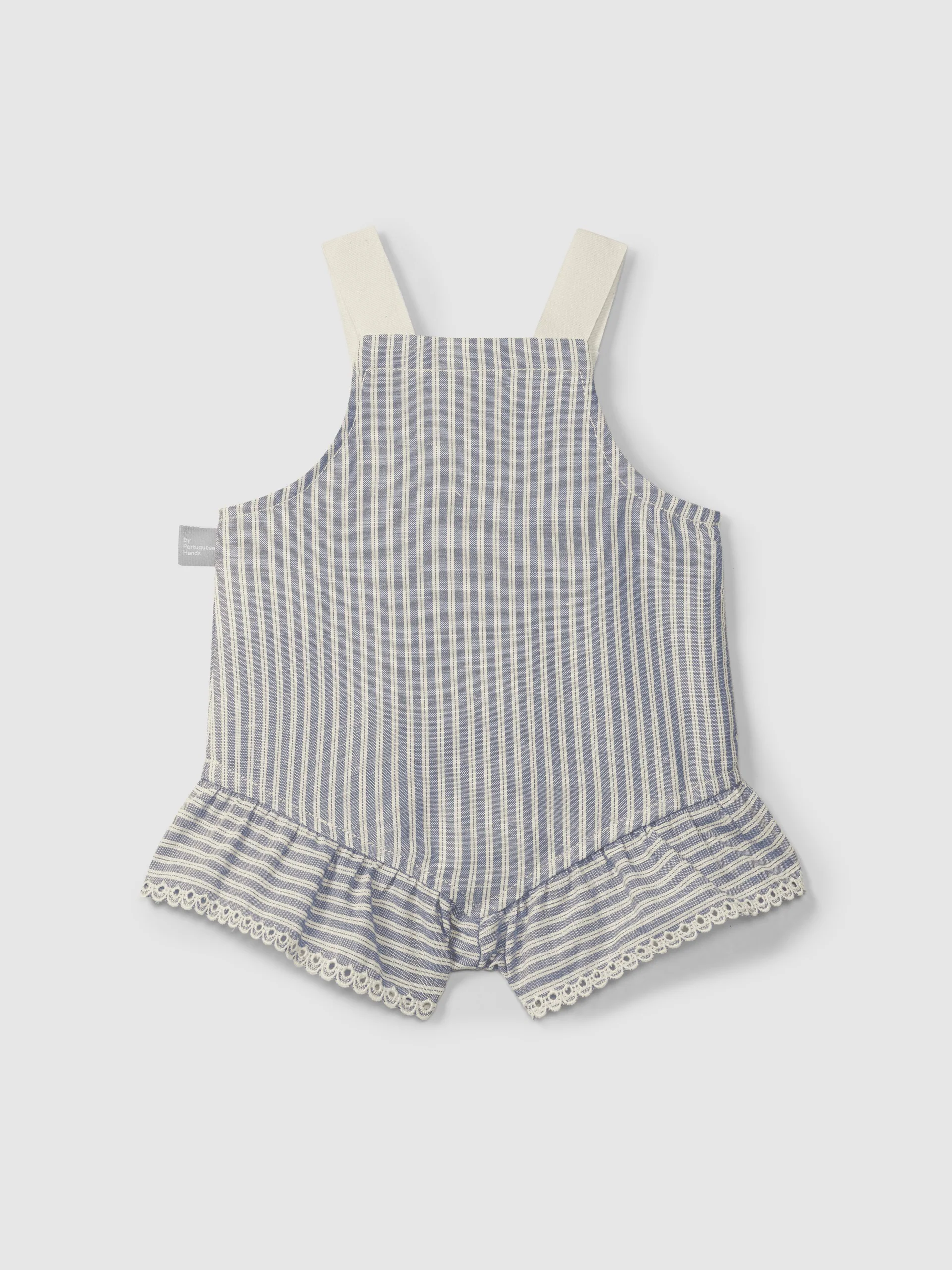 Striped Romper with English Embroidery - Indigo by Snug - Image 2