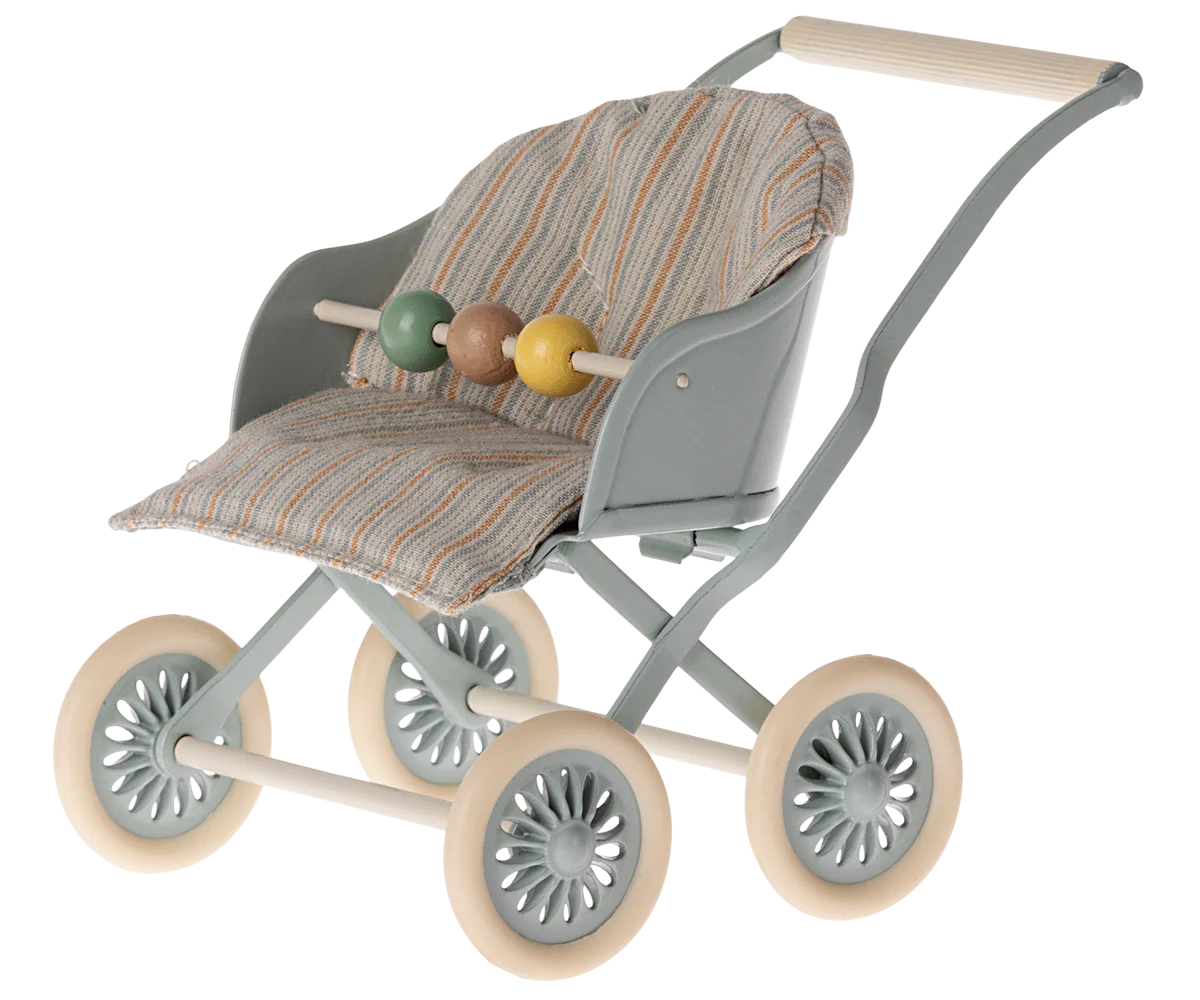 Stroller, Baby Mouse - Blue by Maileg - Image 3