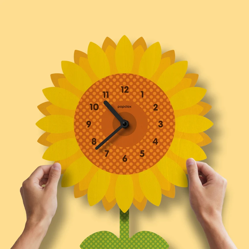 Sunflower Wood Pendulum Clock by Popclox - Image 2