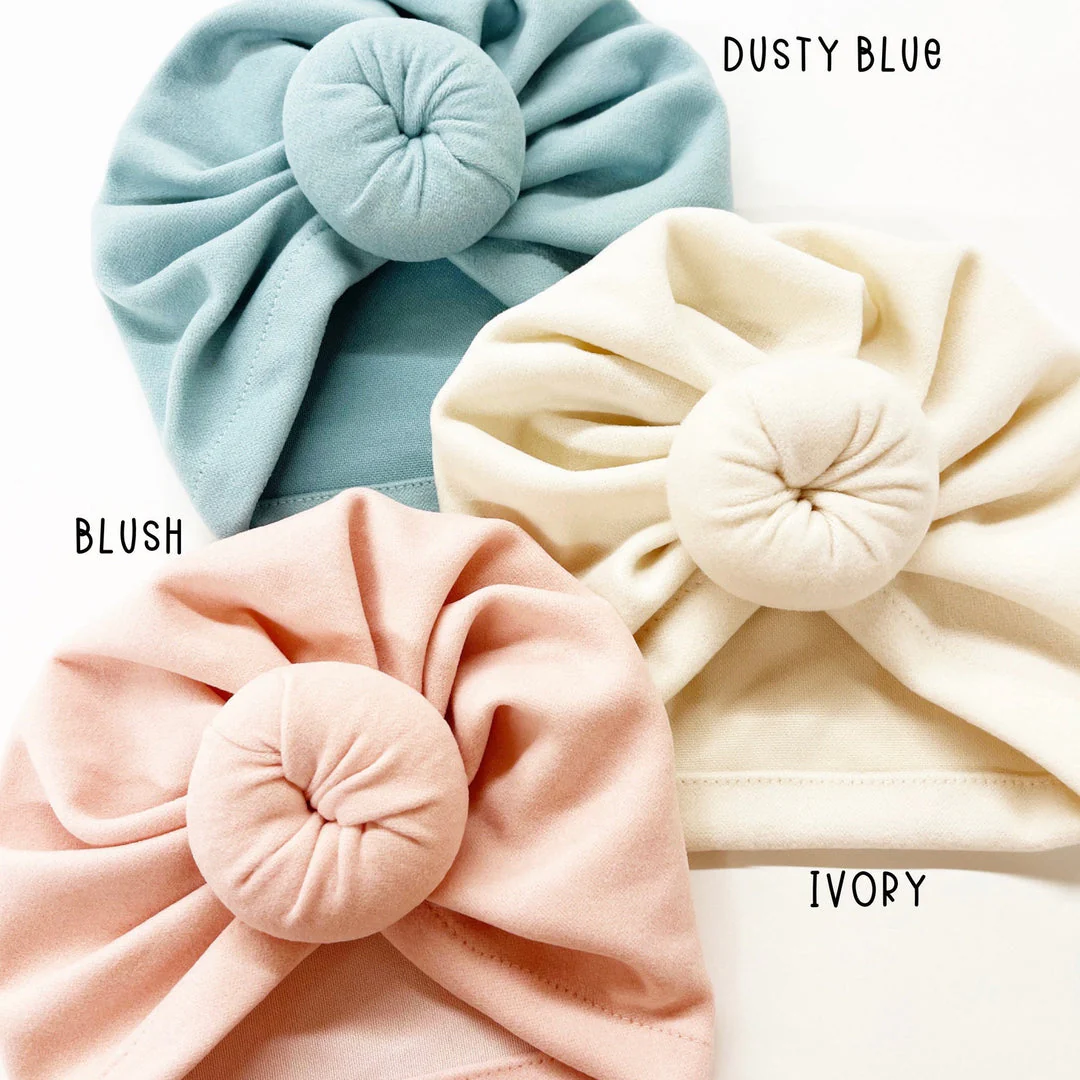 Super Soft Baby Bun Turban - Dusty Blue by Golden Dot Lane
