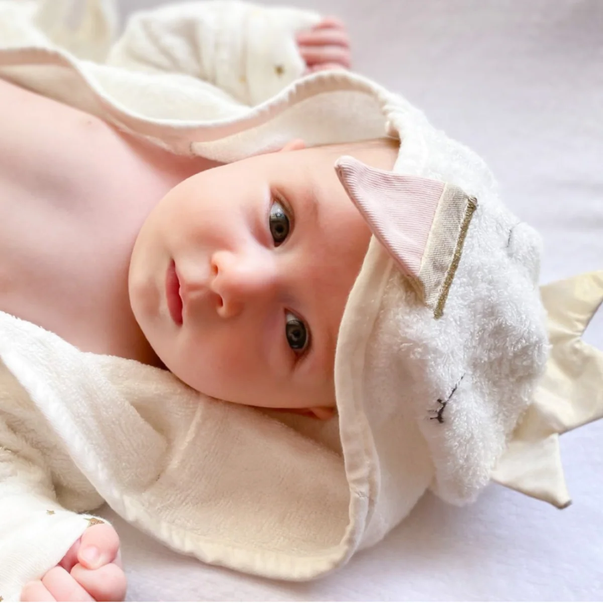 Swan Bamboo Terry Ivory Baby Bath Robe by Mon Ami - Image 2