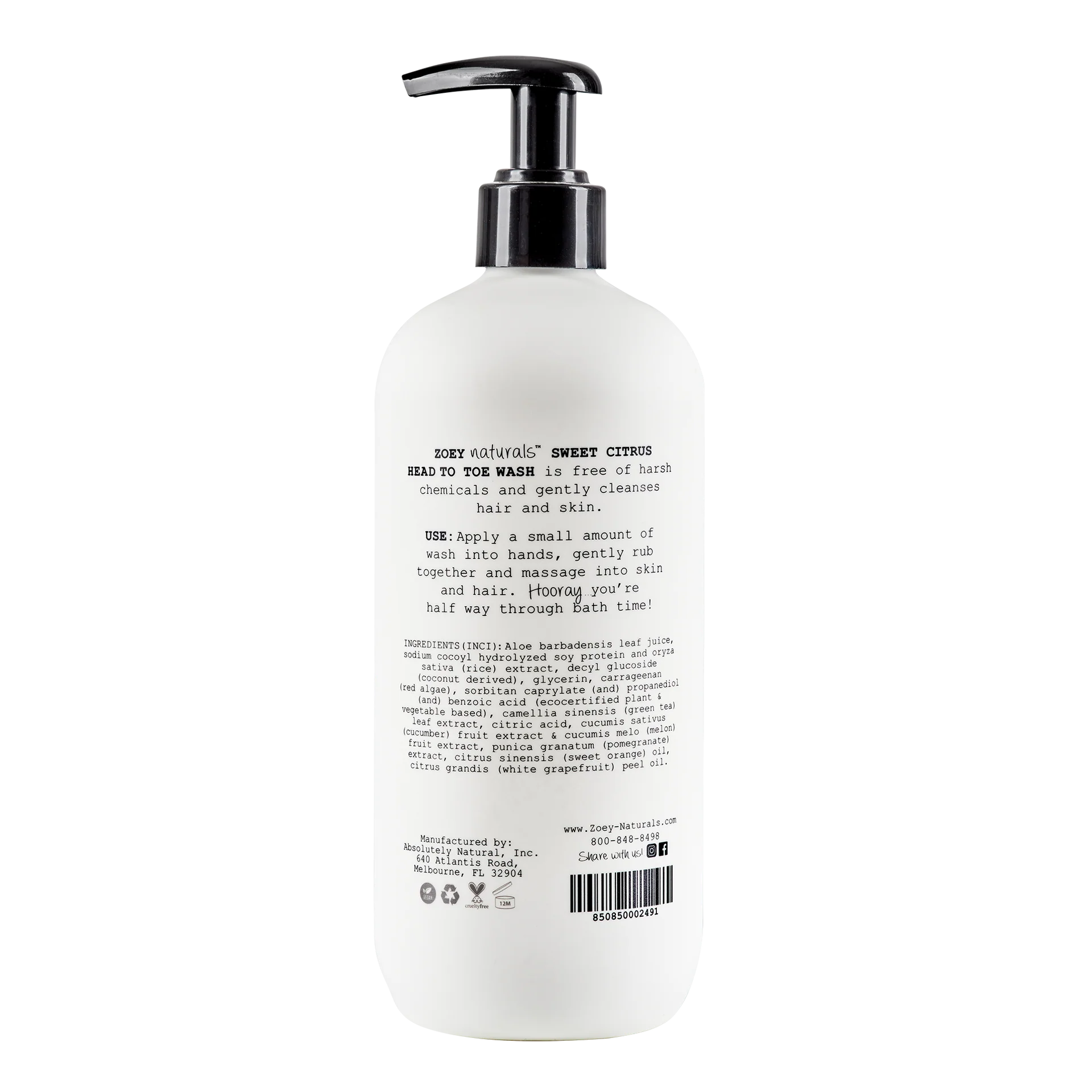 Sweet Citrus Head to Toe Wash by Zoey Naturals - Image 4