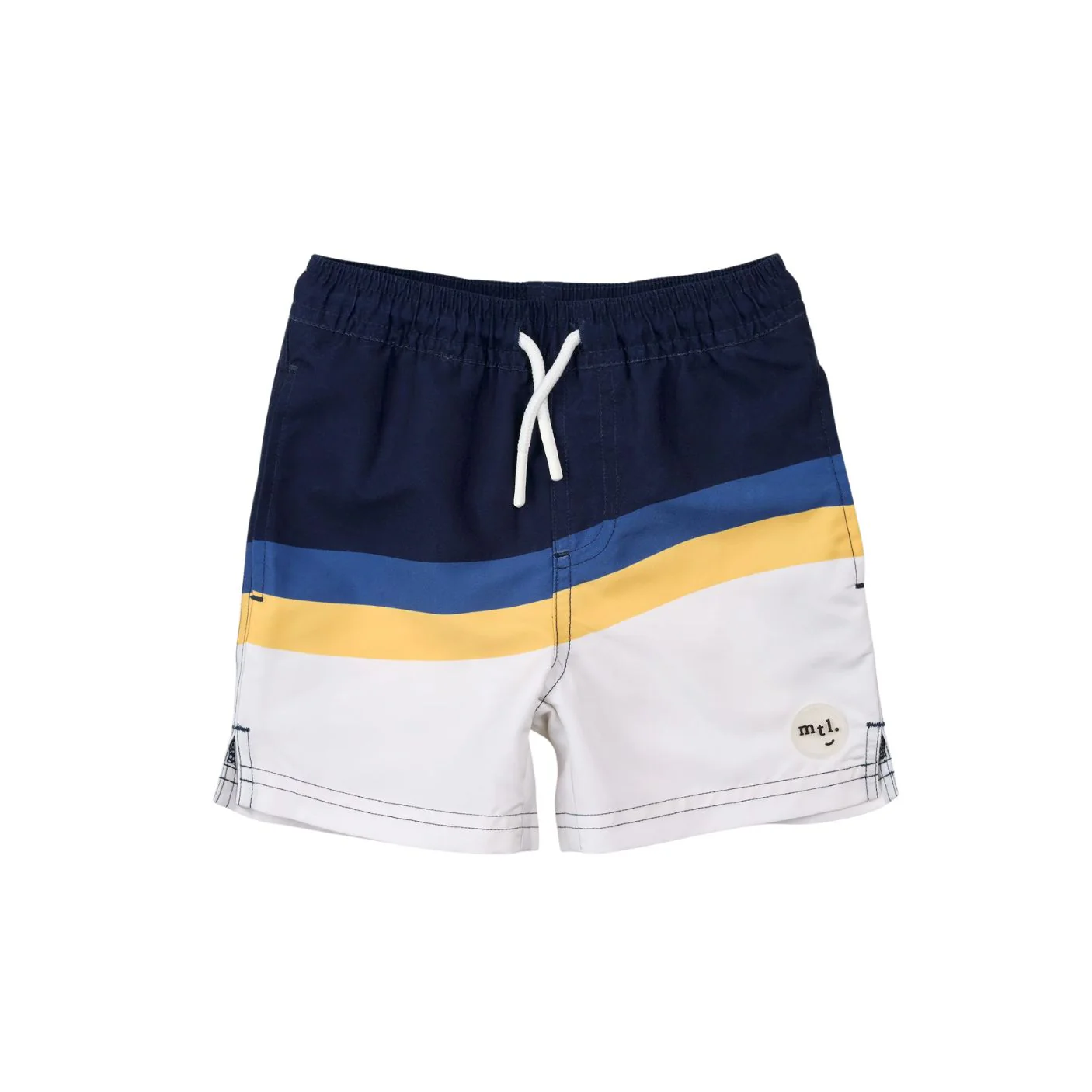 Swim Trunks - Dress Blue & Off White Stripe by Petit Lem
