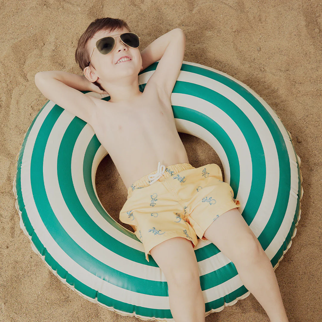 Swim Trunks - Gecko Print on Mustard by Petit Lem - Image 2