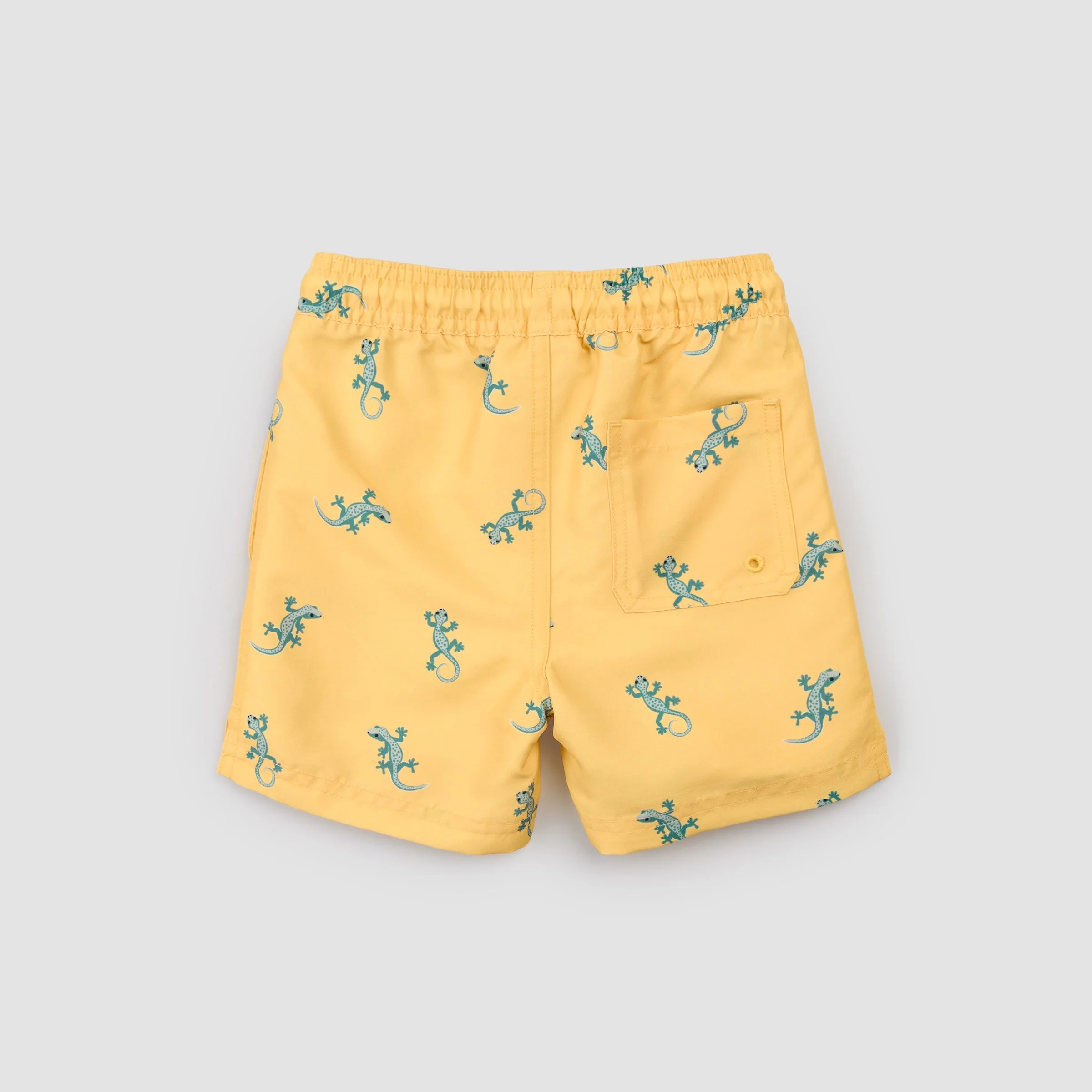 Swim Trunks - Gecko Print on Mustard by Petit Lem - Image 4