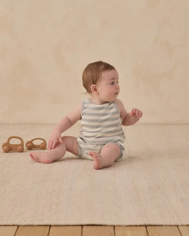 Terry Tank + Short Set - Sky Stripe by Quincy Mae - Image 2