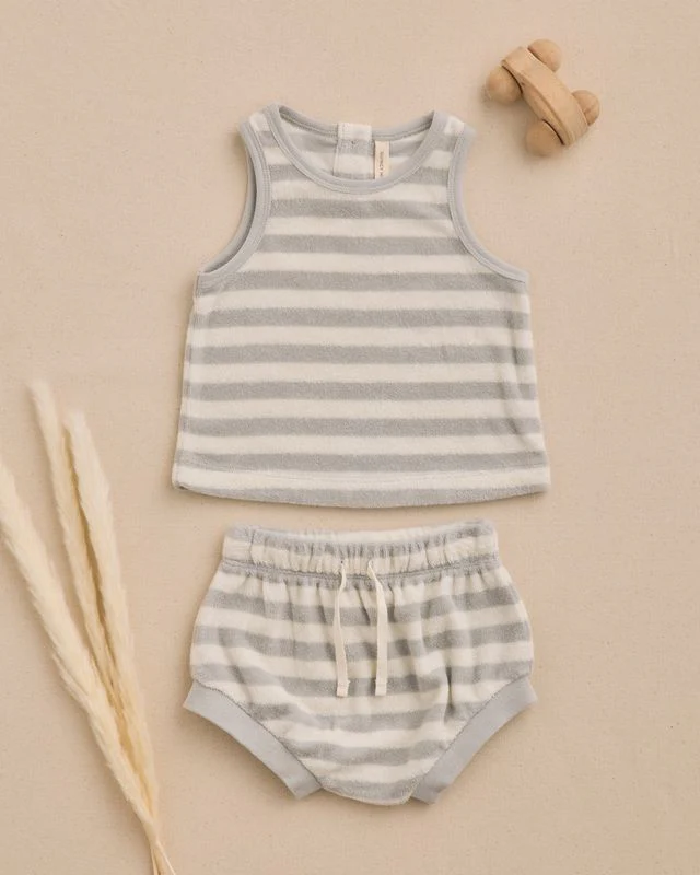 Terry Tank + Short Set - Sky Stripe by Quincy Mae - Image 7