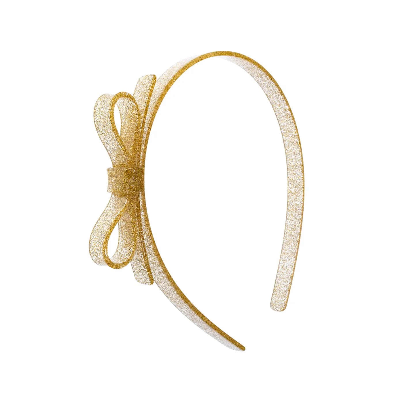 Thin Bow Glitter Gold Headband by Lilies & Roses NY