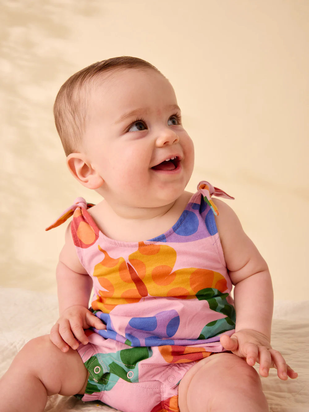 Tie Shoulder Baby Romper - Butterfly Spot by Tea Collection - Image 2