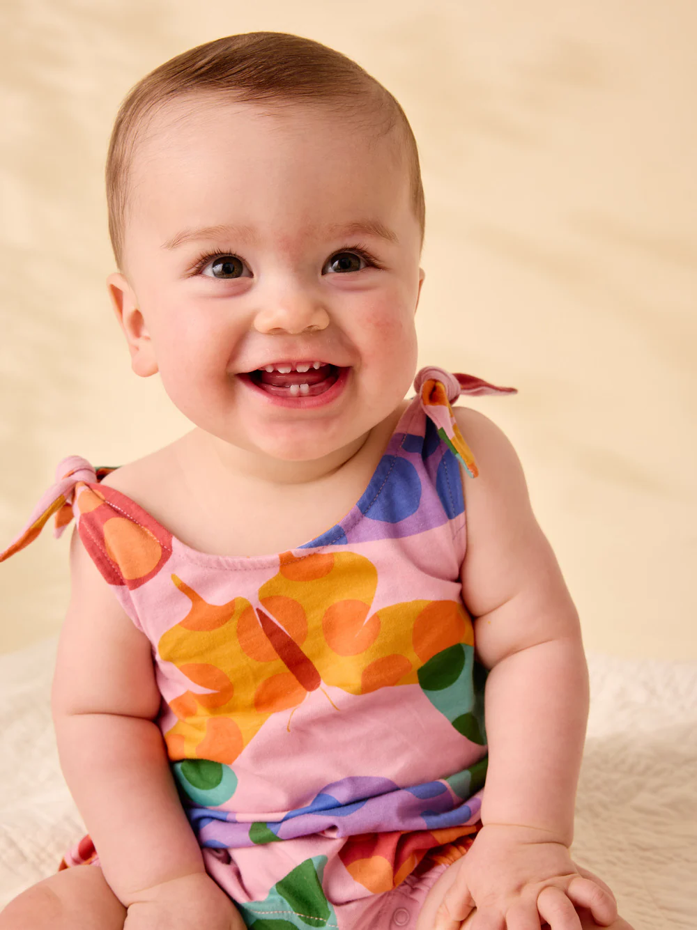 Tie Shoulder Baby Romper - Butterfly Spot by Tea Collection - Image 4