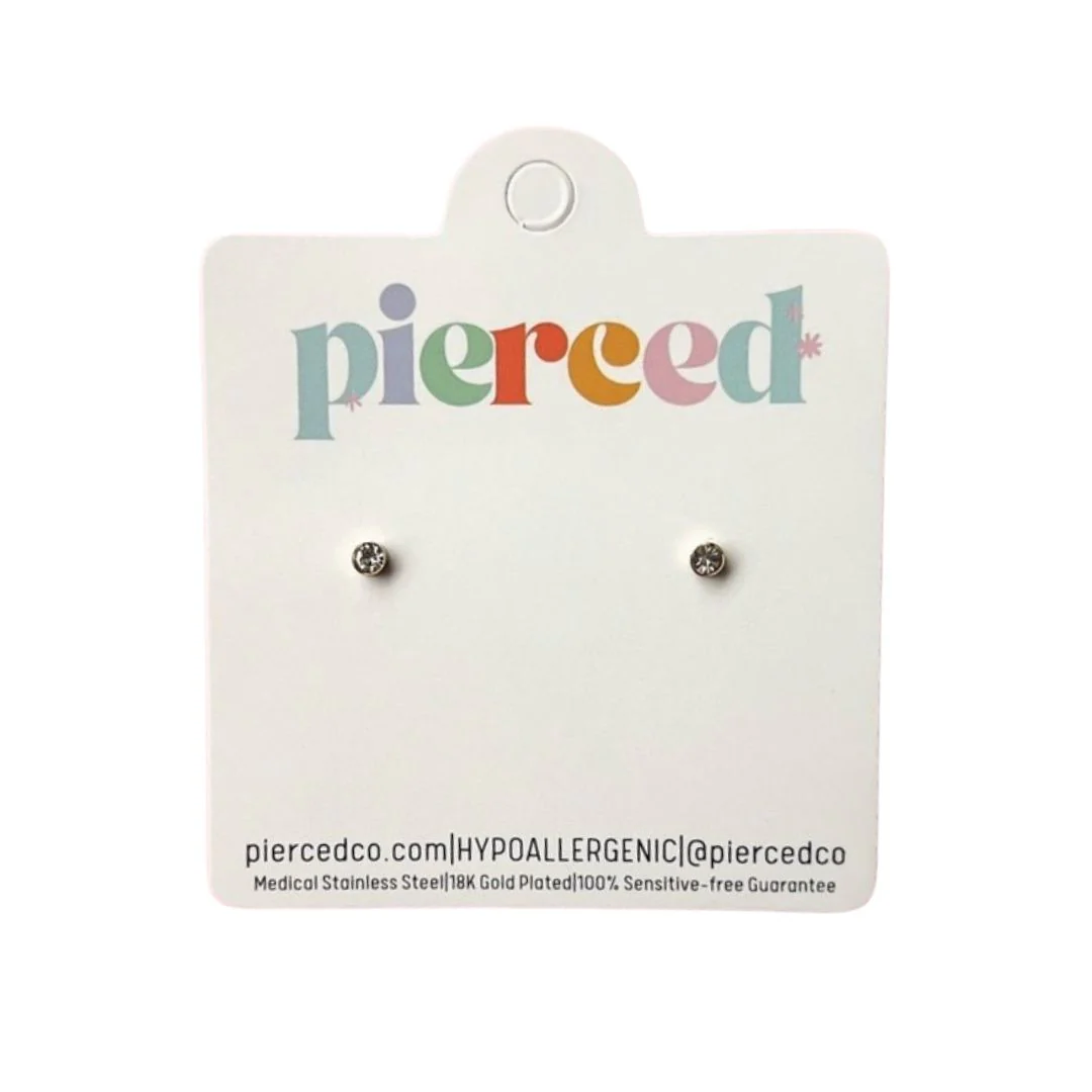 Tiny Diamond Earrings by Pierced