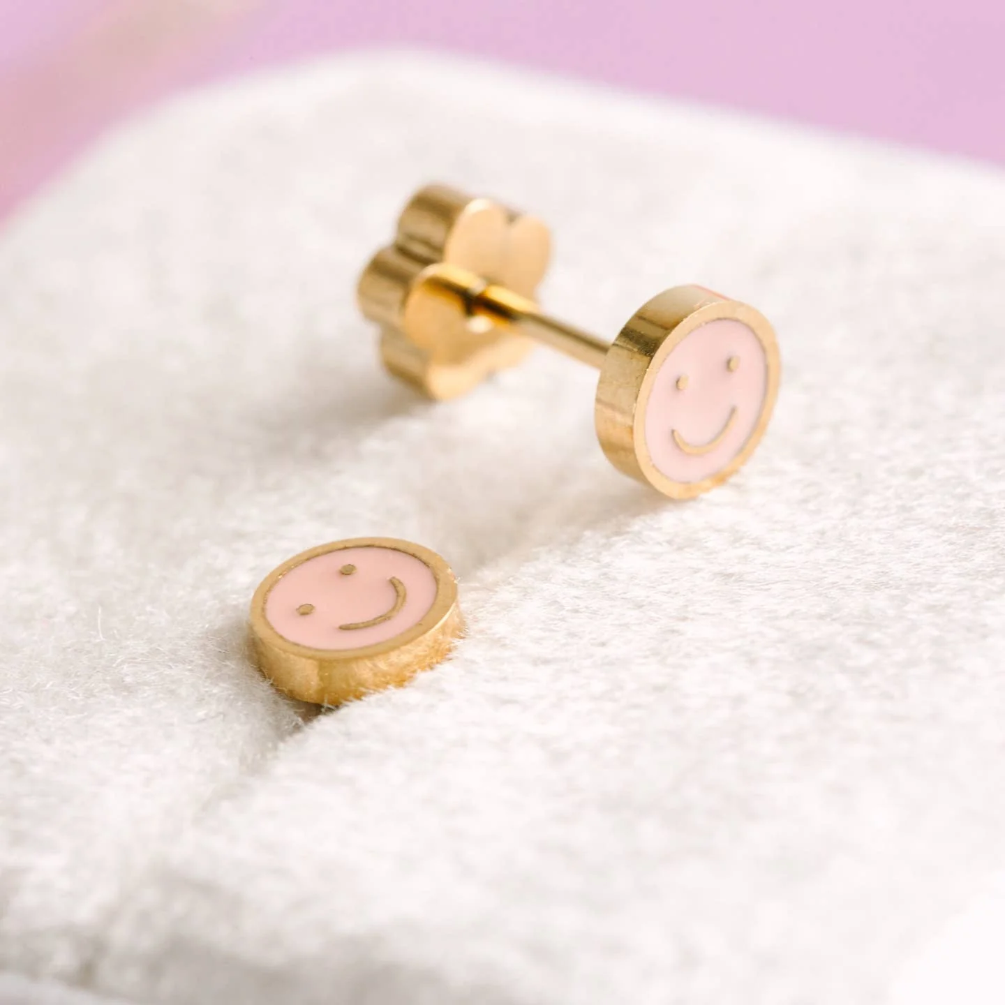 Tiny Smiley Earrings by Pierced - Image 2