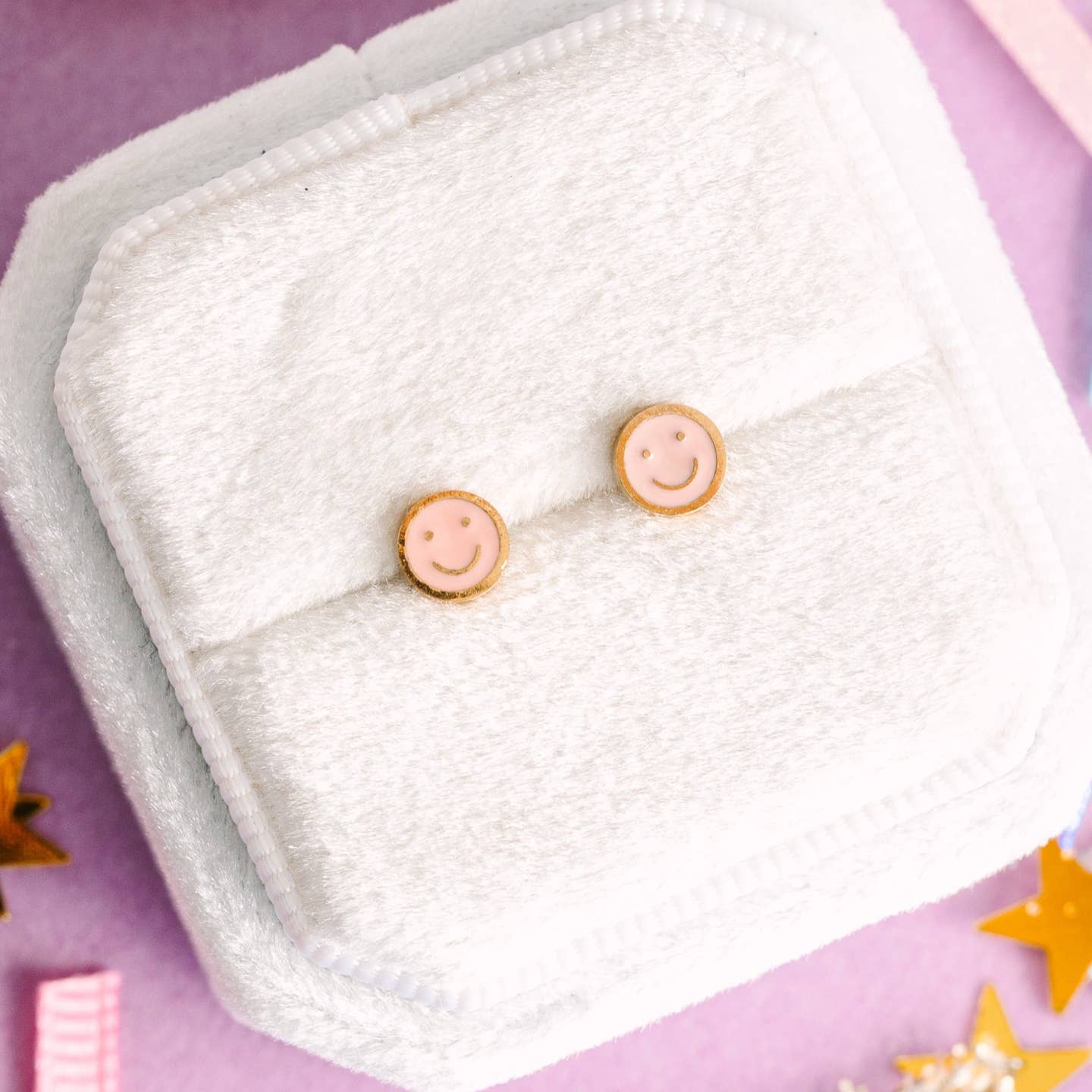 Tiny Smiley Earrings by Pierced - Image 3