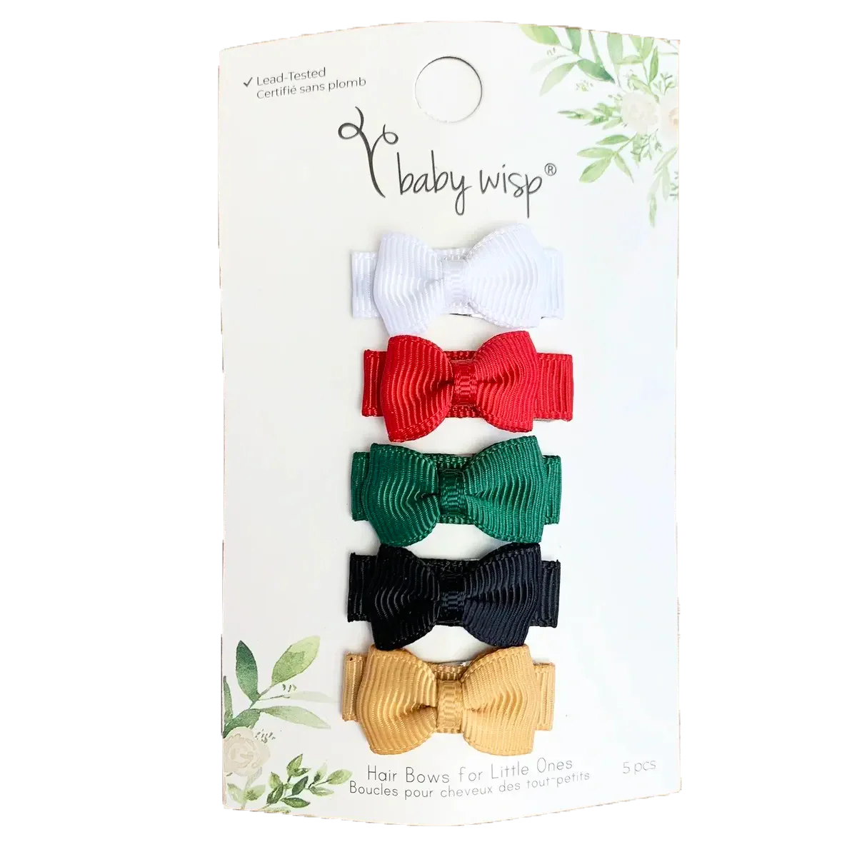 Tiny Tuxedo Bows on Snap Clips Set of 5 - Holiday Wish by Baby Wisp