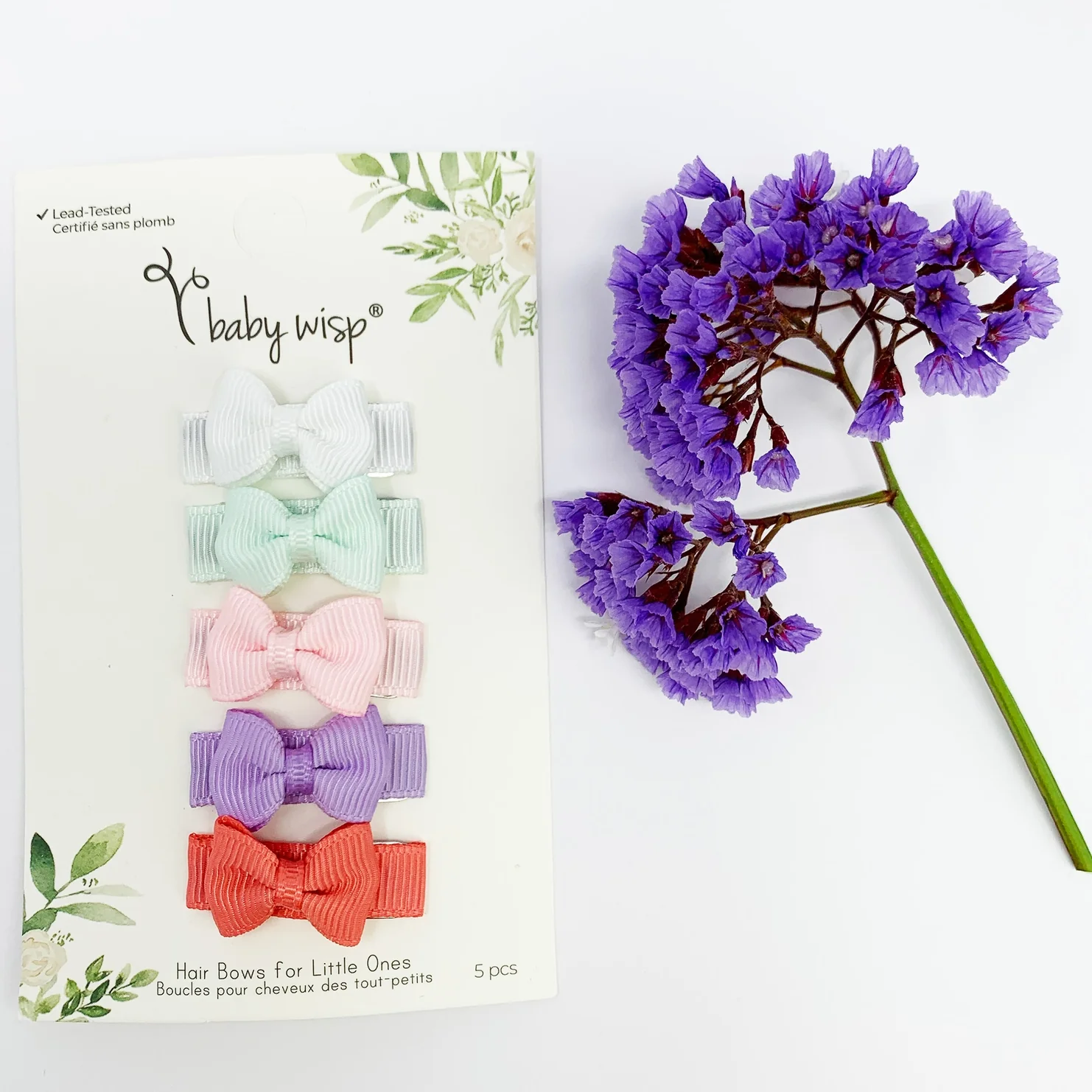 Tiny Tuxedo Bows on Snap Clips Set of 5 - Macaroon by Baby Wisp - Image 2