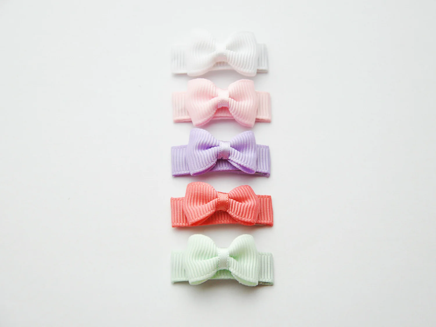 Tiny Tuxedo Bows on Snap Clips Set of 5 - Macaroon by Baby Wisp - Image 3