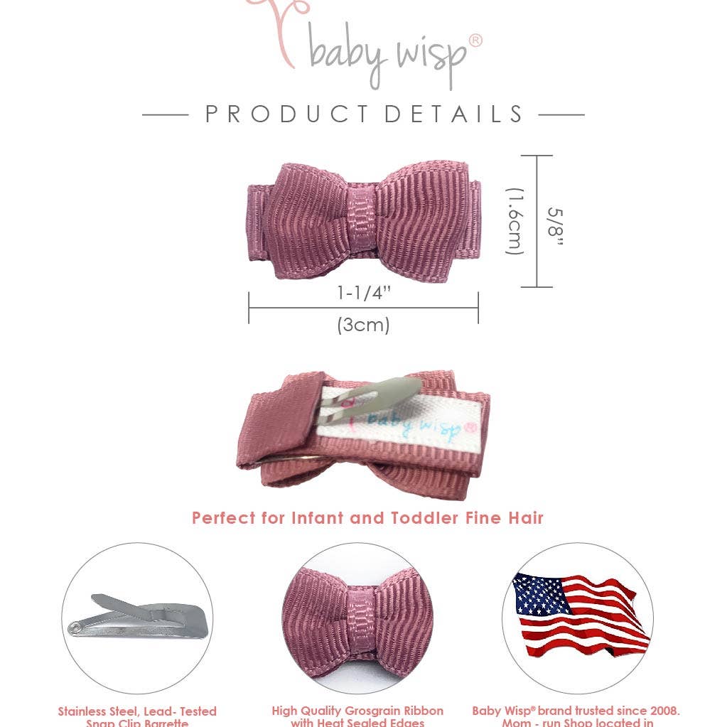 Tiny Tuxedo Bows on Snap Clips Set of 5 - Salted Caramel by Baby Wisp - Image 4