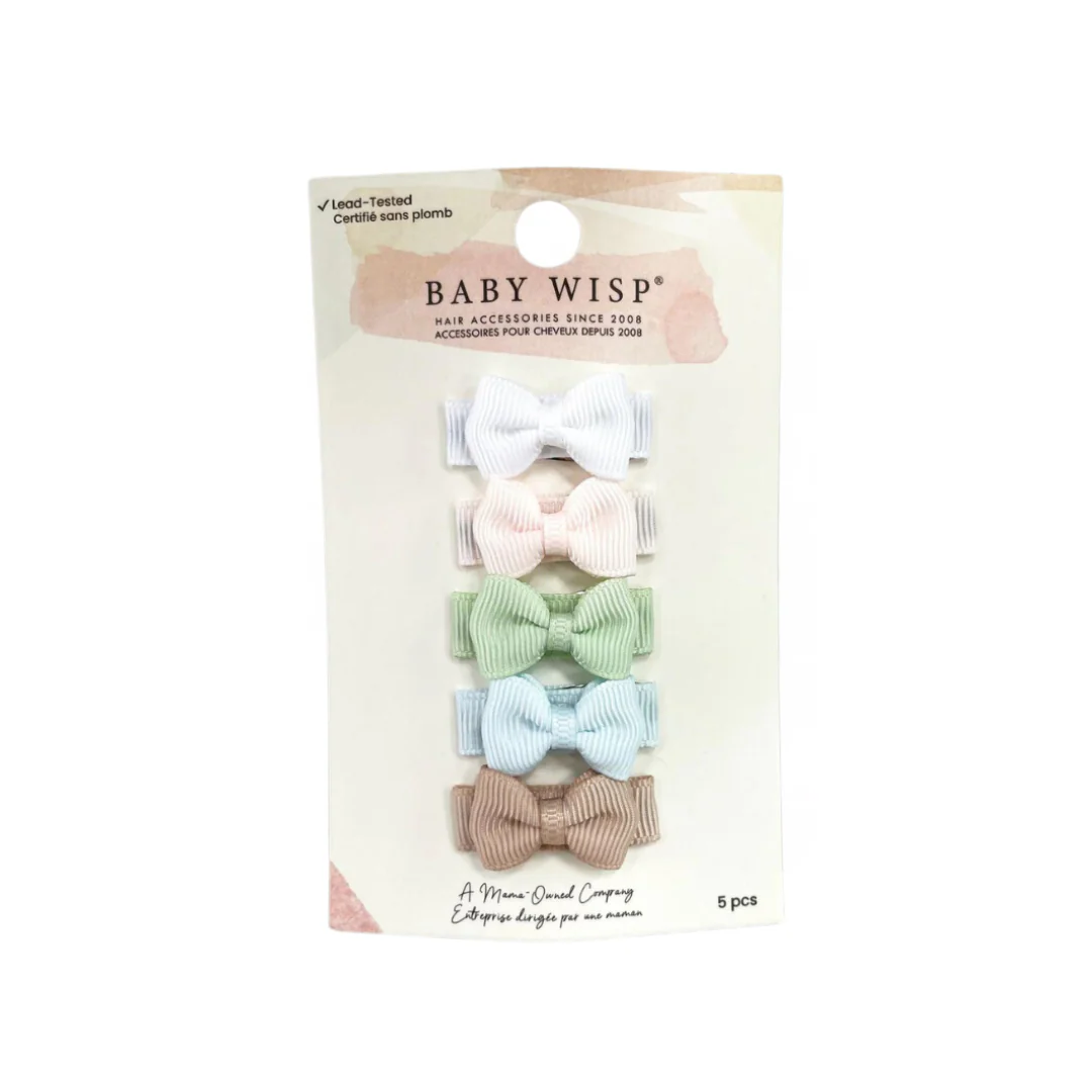 Tiny Tuxedo Bows on Snap Clips Set of 5 - Tranquility by Baby Wisp