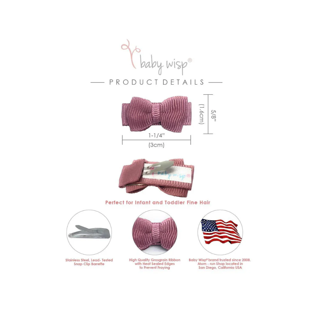 Tiny Tuxedo Bows on Snap Clips Set of 5 - Tranquility by Baby Wisp - Image 4