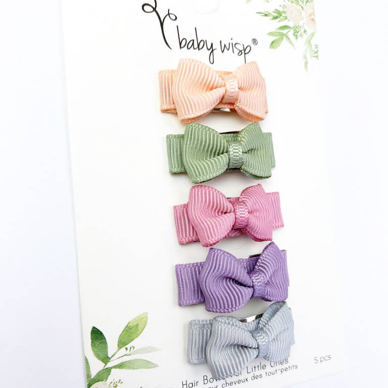 Tiny Tuxedo Bows on Snap Clips Set of 5 - Watercolors by Baby Wisp - Image 2