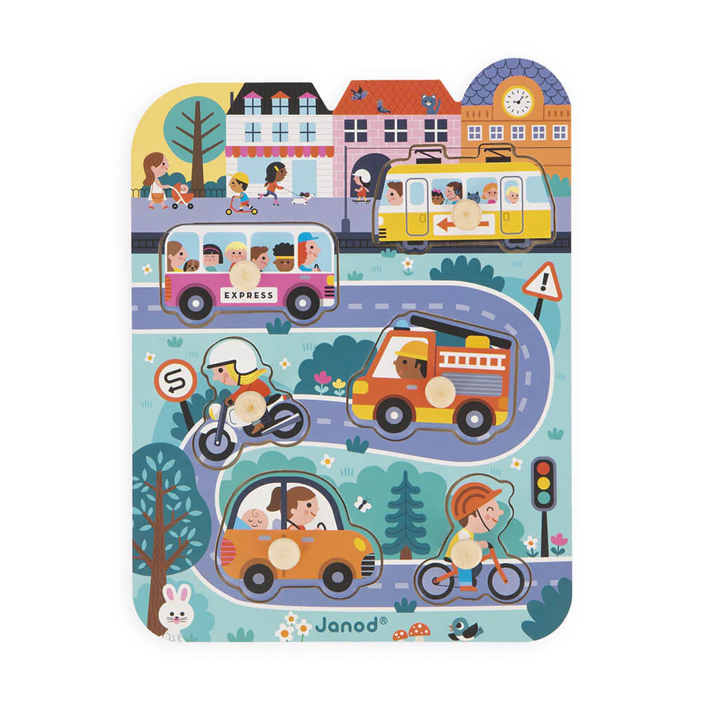 Toddler Wooden Puzzle - In the City by Janod - Image 2