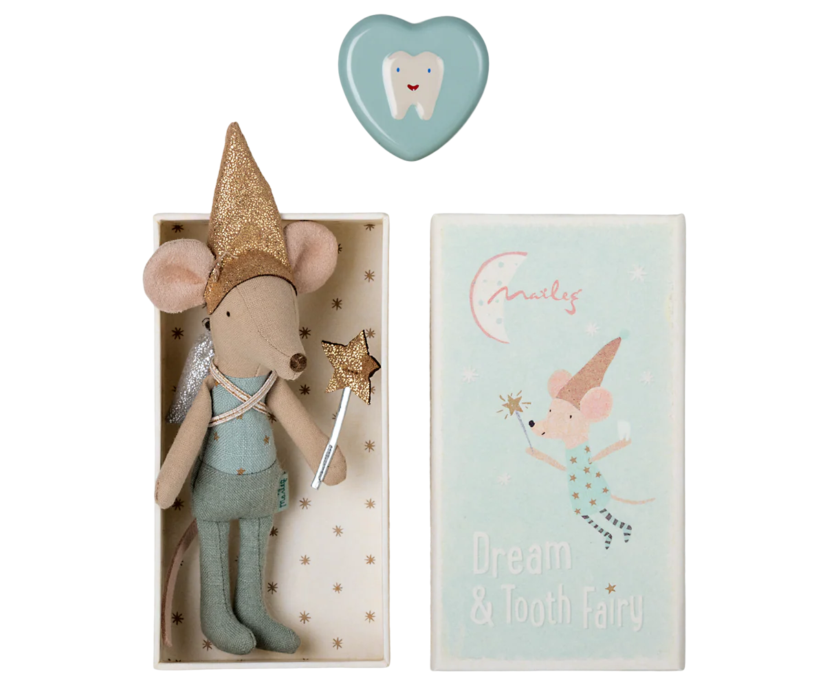 Tooth Fairy Mouse in Matchbox - Blue by Maileg - Image 2