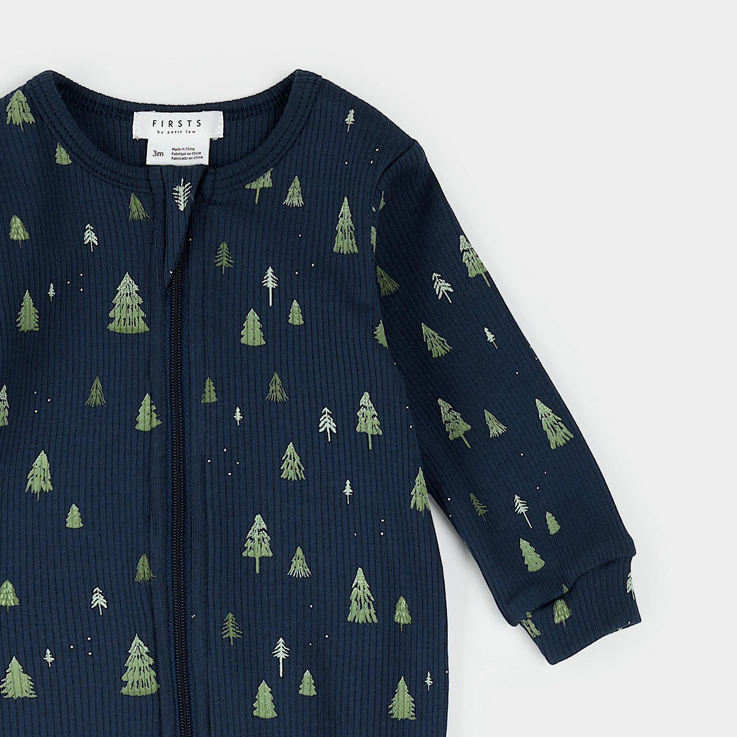 Trees Print on Navy Sleeper by Petit Lem - FINAL SALE - Image 2