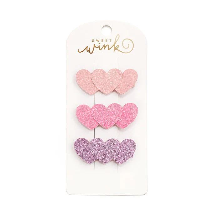Triple Heart Hair Clips - Set of 3 by Sweet Wink