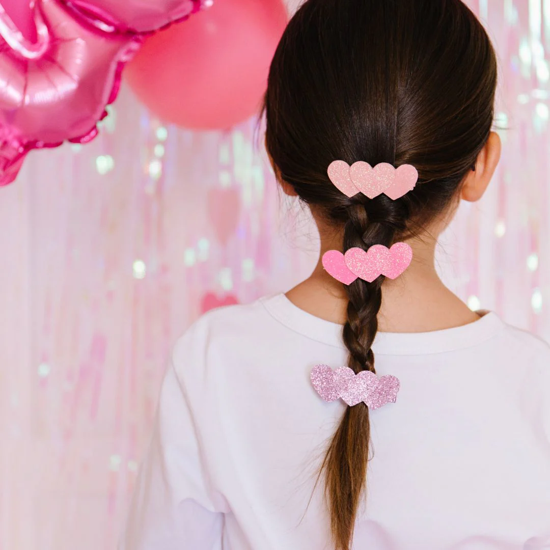 Triple Heart Hair Clips - Set of 3 by Sweet Wink - Image 2