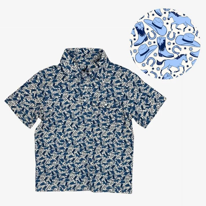 Truett Polo - Seaside Stampede (Bluebonnet Blue) by Velvet Fawn - Image 2
