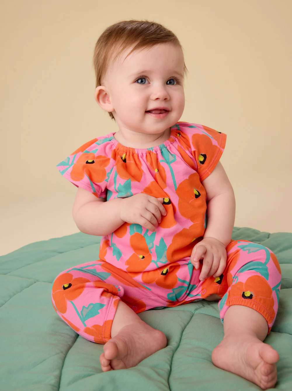 Tulip Sleeve Baby Romper - Poppy Poppies by Tea Collection - Image 2