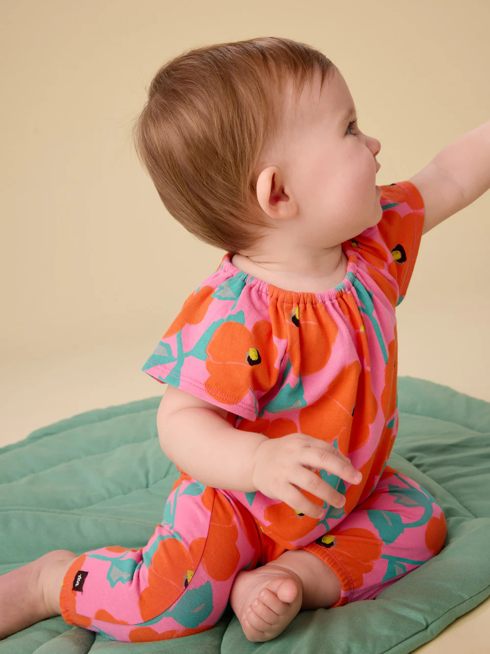 Tulip Sleeve Baby Romper - Poppy Poppies by Tea Collection - Image 3
