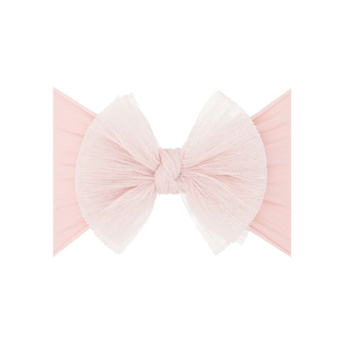 Tulle Fab Headband with Tulle Bow - Pleated Rose Quartz by Baby Bling