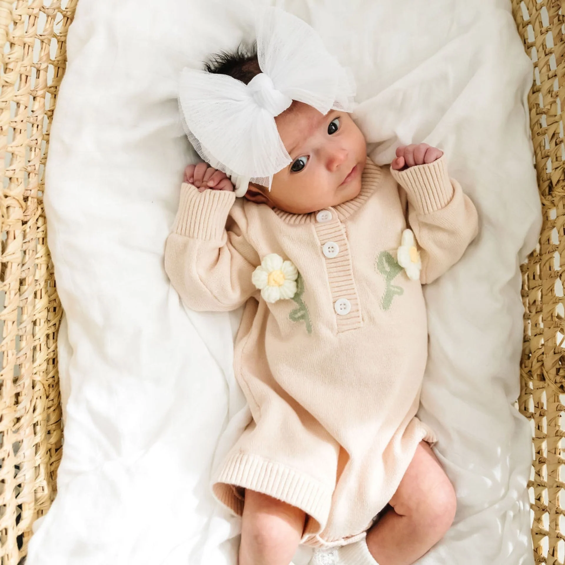 Tulle Fab Headband with Tulle Bow - Pleated White by Baby Bling - Image 2