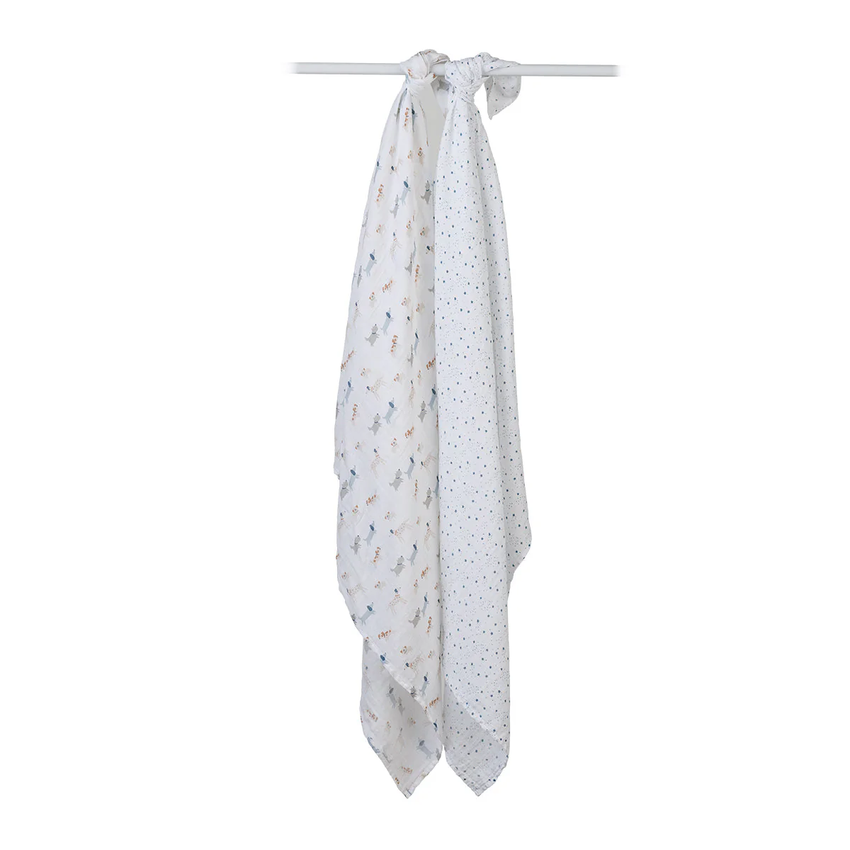 Two Pack Cotton Muslin Swaddles - Puppy Dog & Stars by Lulujo - Image 8