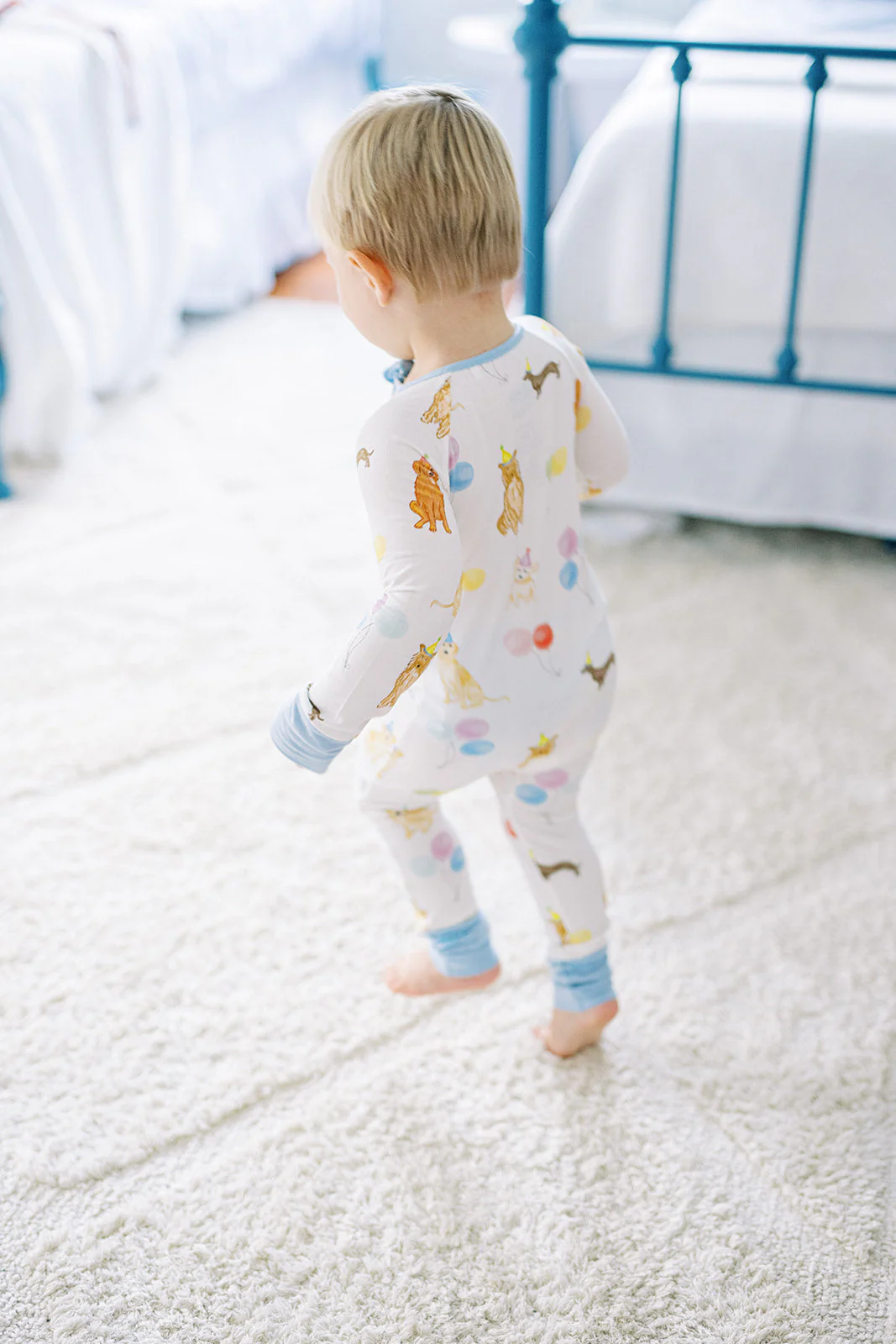Two Piece Pajama Set - Dog Party Blue by The Uptown Baby - Image 5