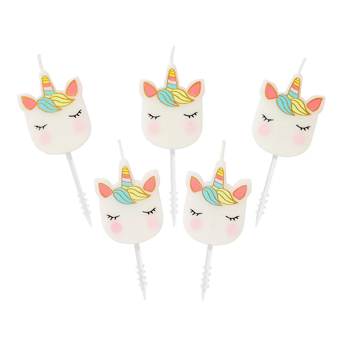 Unicorn Face Birthday Candles 5 Pack by Talking Tables