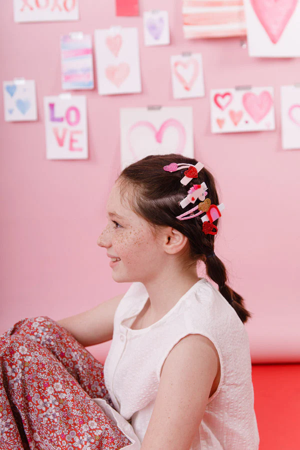 Unicorn Glitter Heart Hair Clips by Lilies & Roses NY - Image 2