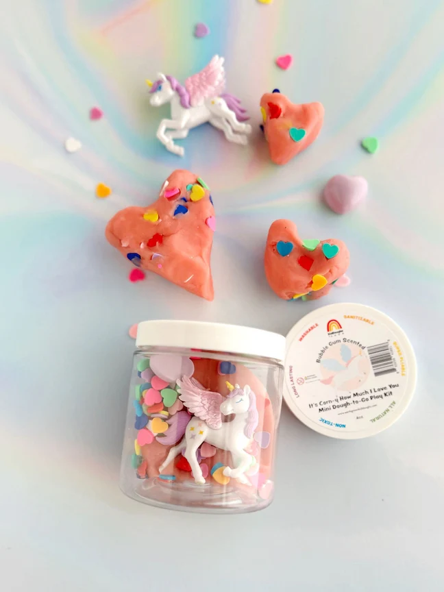 Valentine "It's Corny" Unicorn Mini Dough To Go by Earth Grown Kid Doughs - Image 2