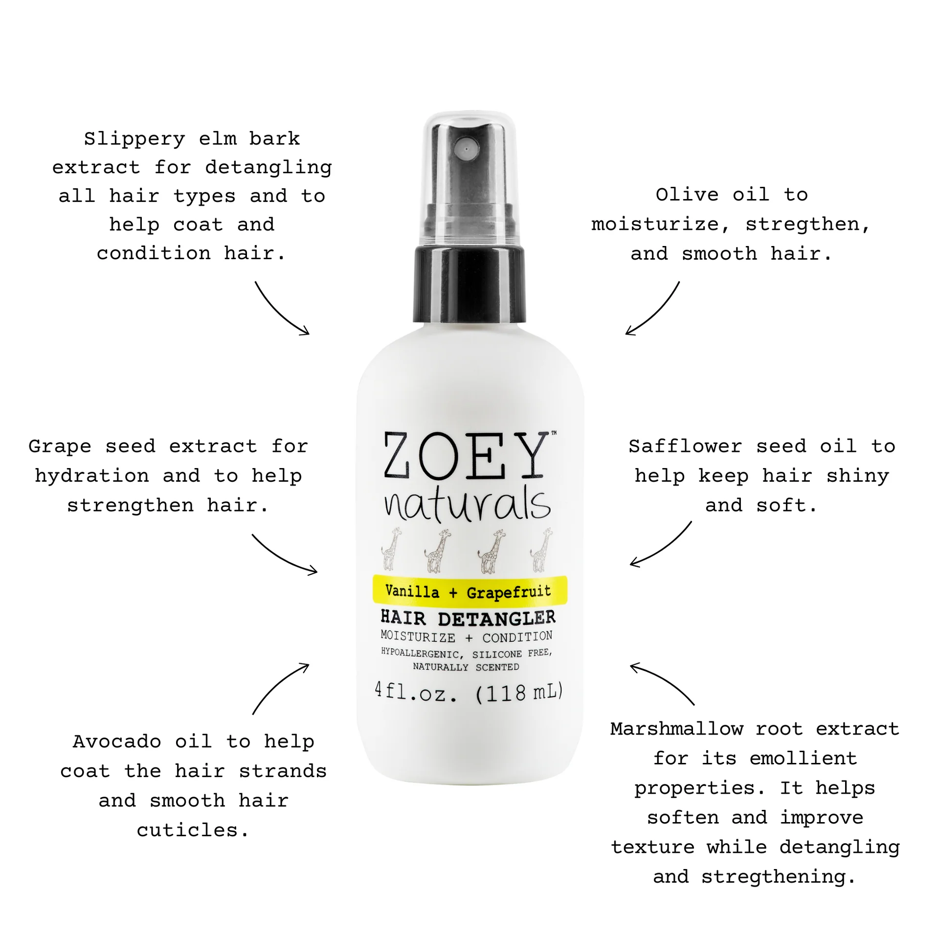 Vanilla Grapefruit Hair Detangler by Zoey Naturals - Image 5