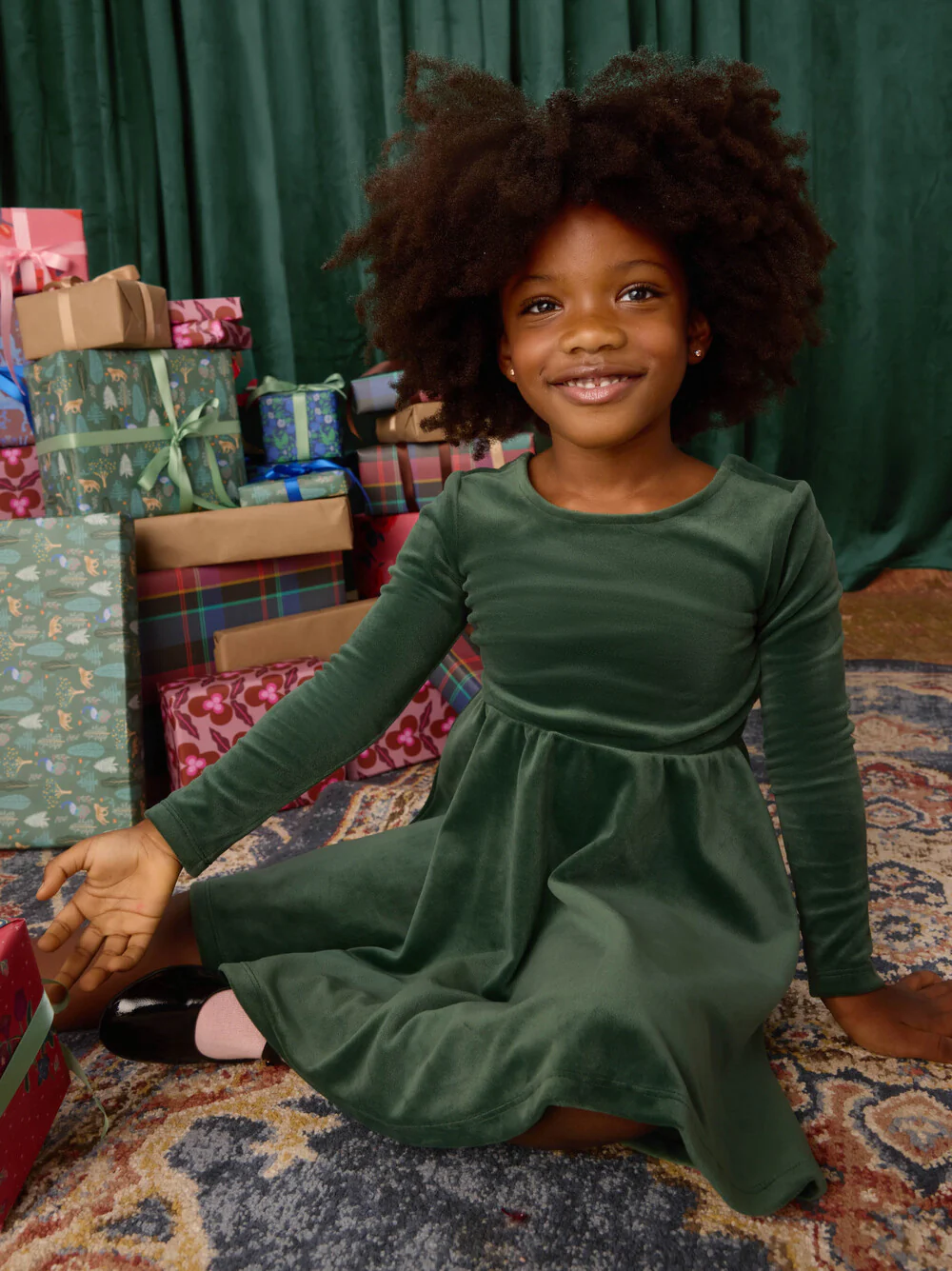 Velour Ballet Dress - Pineneedle by Tea Collection - FINAL SALE - Image 2