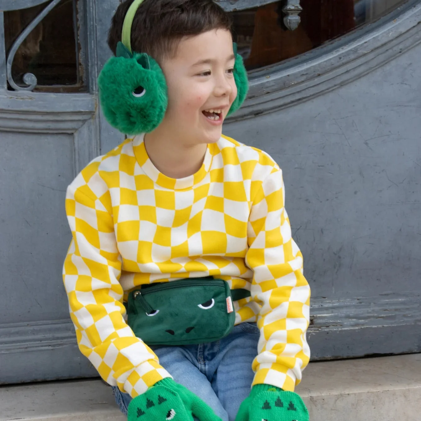 Velvet T-Rex Face Bum Bag by Rockahula Kids - Image 4