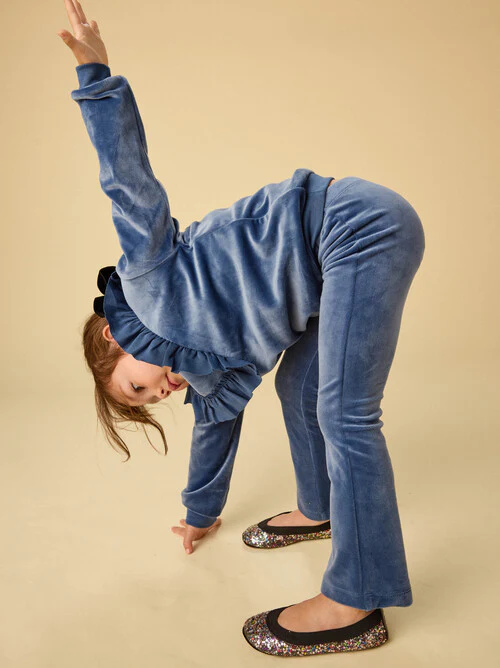 Very Velour Flare Pants - Naval Blue by Tea Collection - FINAL SALE - Image 4