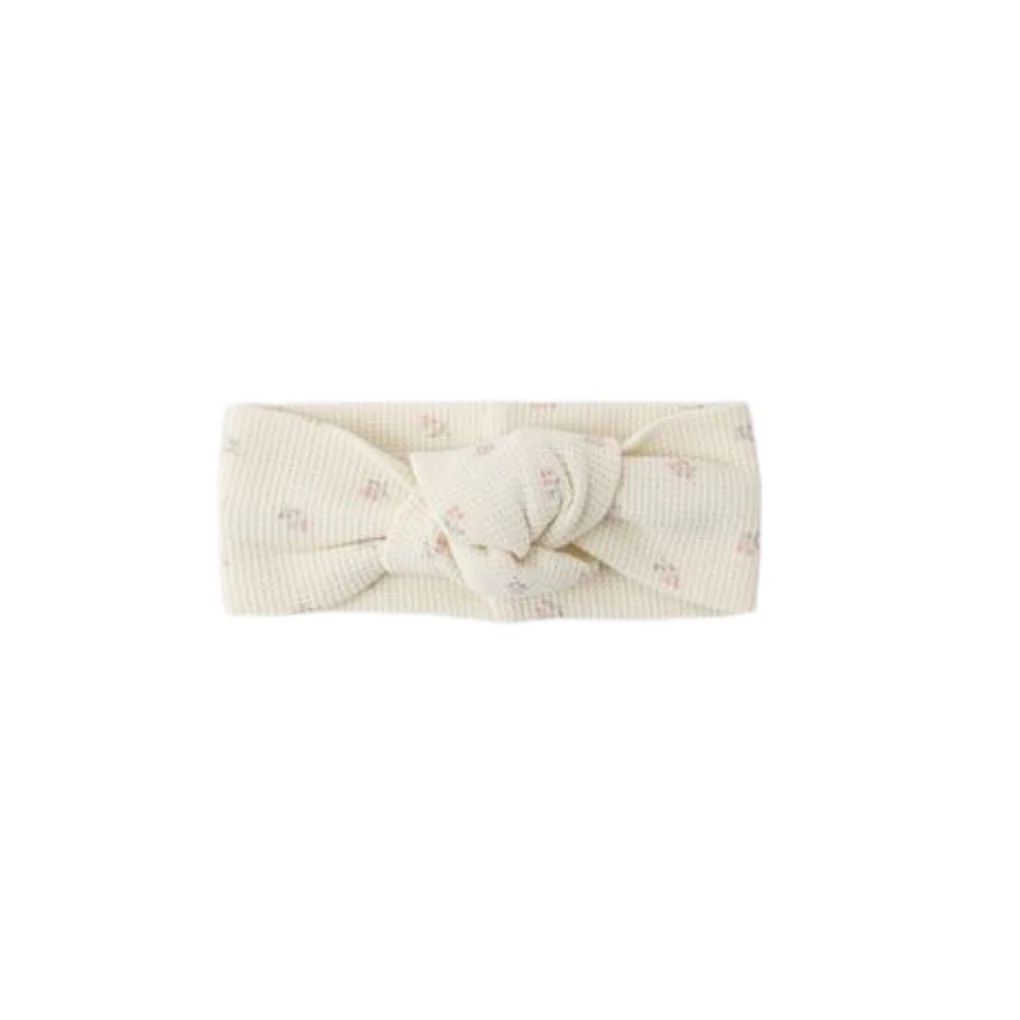 Waffle Knotted Headband - Mauve Ditsy by Quincy Mae