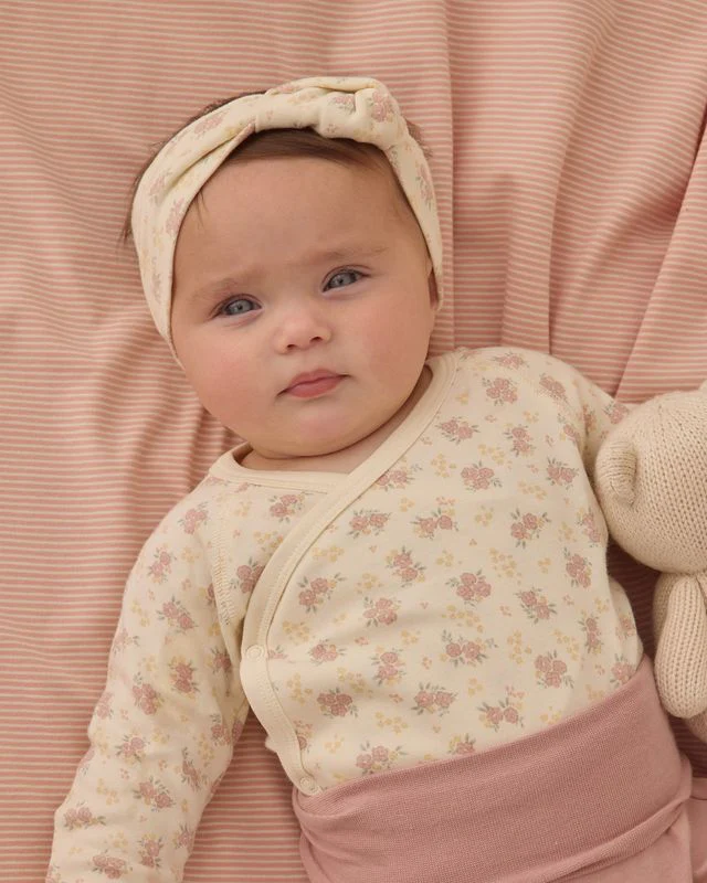 Waffle Knotted Headband - Mauve Ditsy by Quincy Mae - Image 2
