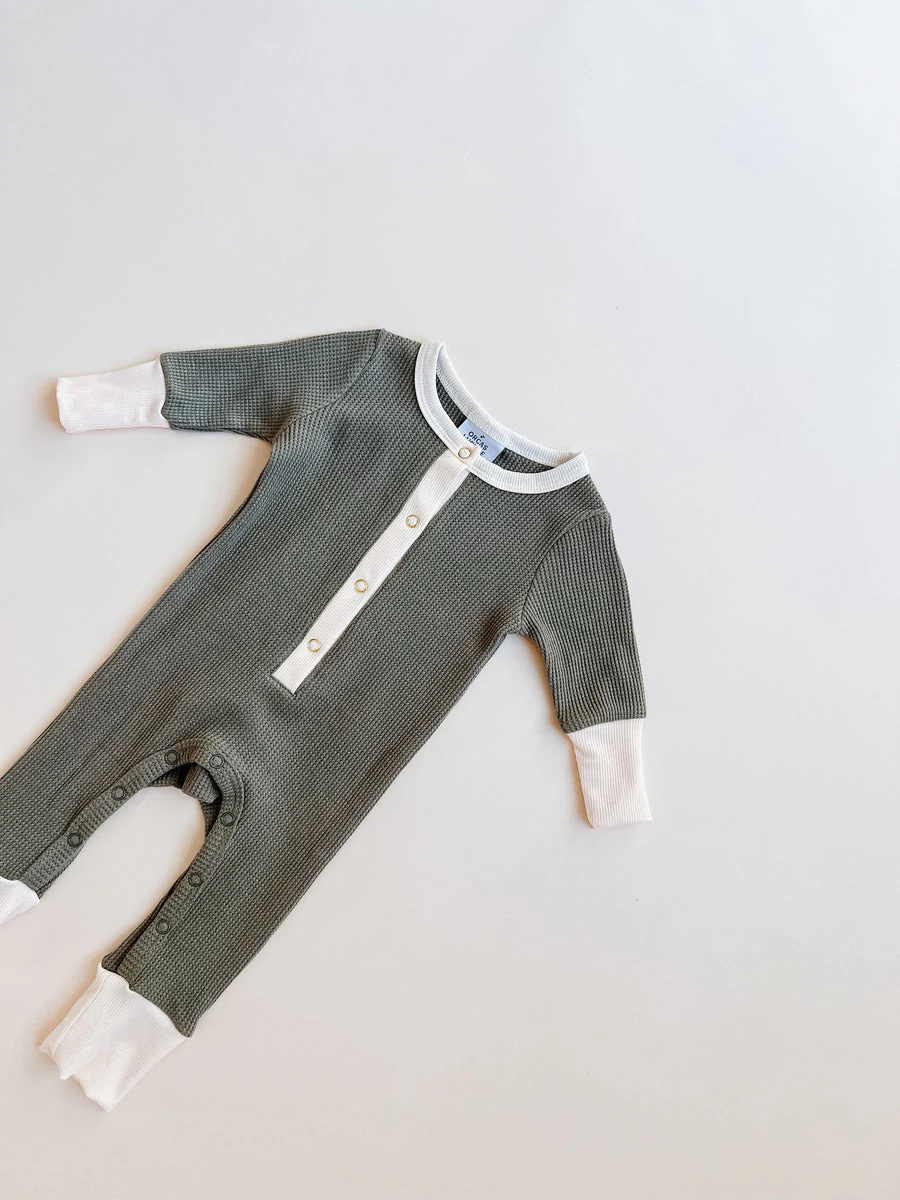 Waffle Romper - Olive by Orcas Lucille - FINAL SALE - Image 2