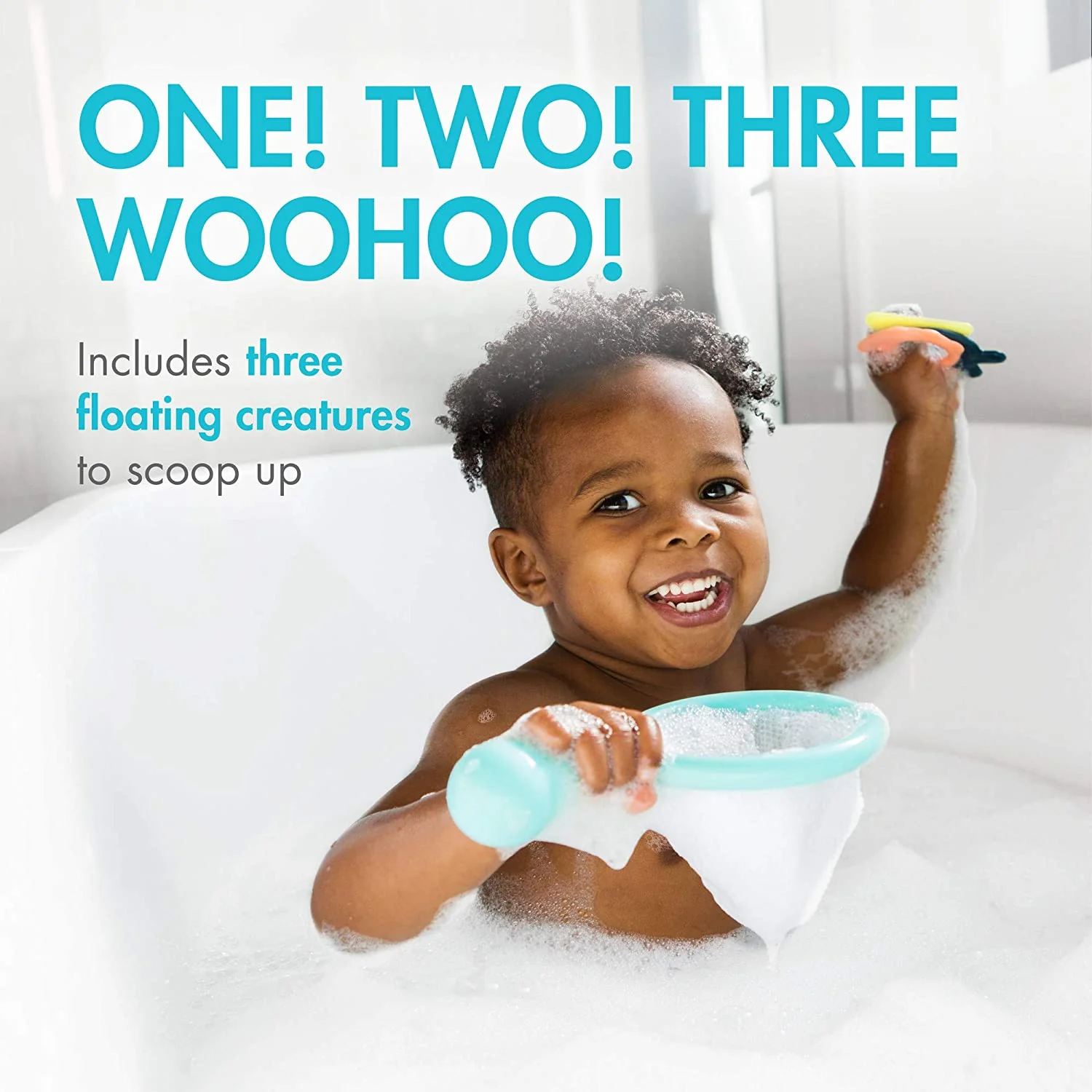 Water Bugs Floating Bath Toys with Net - Blue by Boon - Image 3